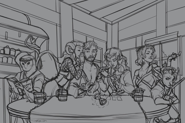 Group scene sketch